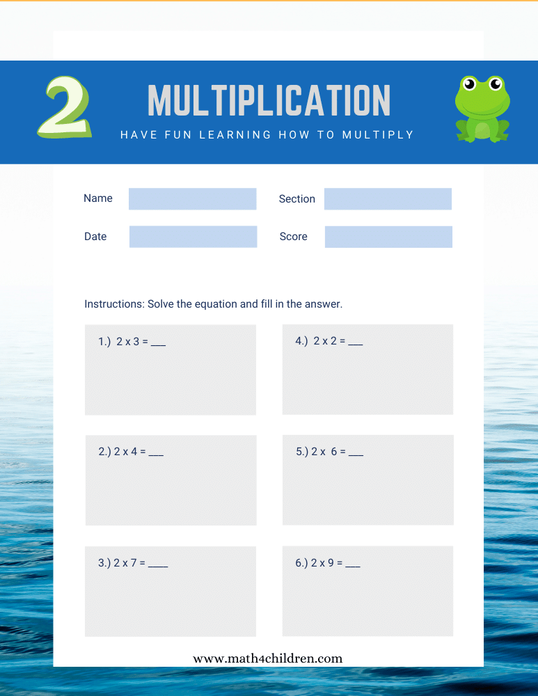 Multiplication table 2 worksheets